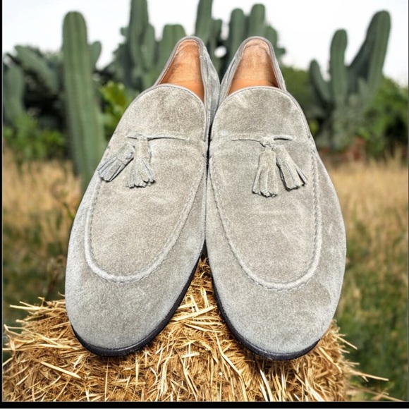 -Frye Aiden tassled M11gray suede loafers slip on